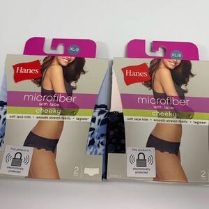 Hanes Women’s Cheeky Panties XL/8 Microfiber W/ Lace Underwear 4 Pair (2 -2 Pks)